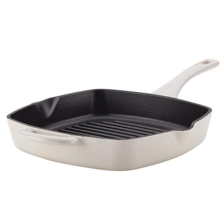 Ayesha Curry 47435 Cast Iron Square Grill Pan With Pour Spouts; 10 In. - French Vanilla